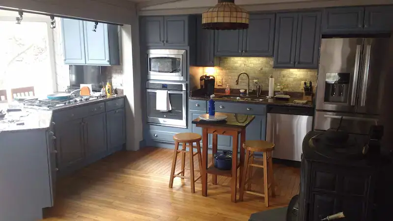 Rhode Island kitchen cabinets updated after cabinet painting and refinishing.